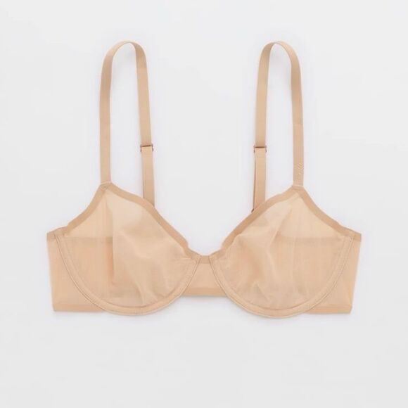 Aerie Smoothez Mesh Balconette Unlined Bra Sand 32C - Picture 1 of 10